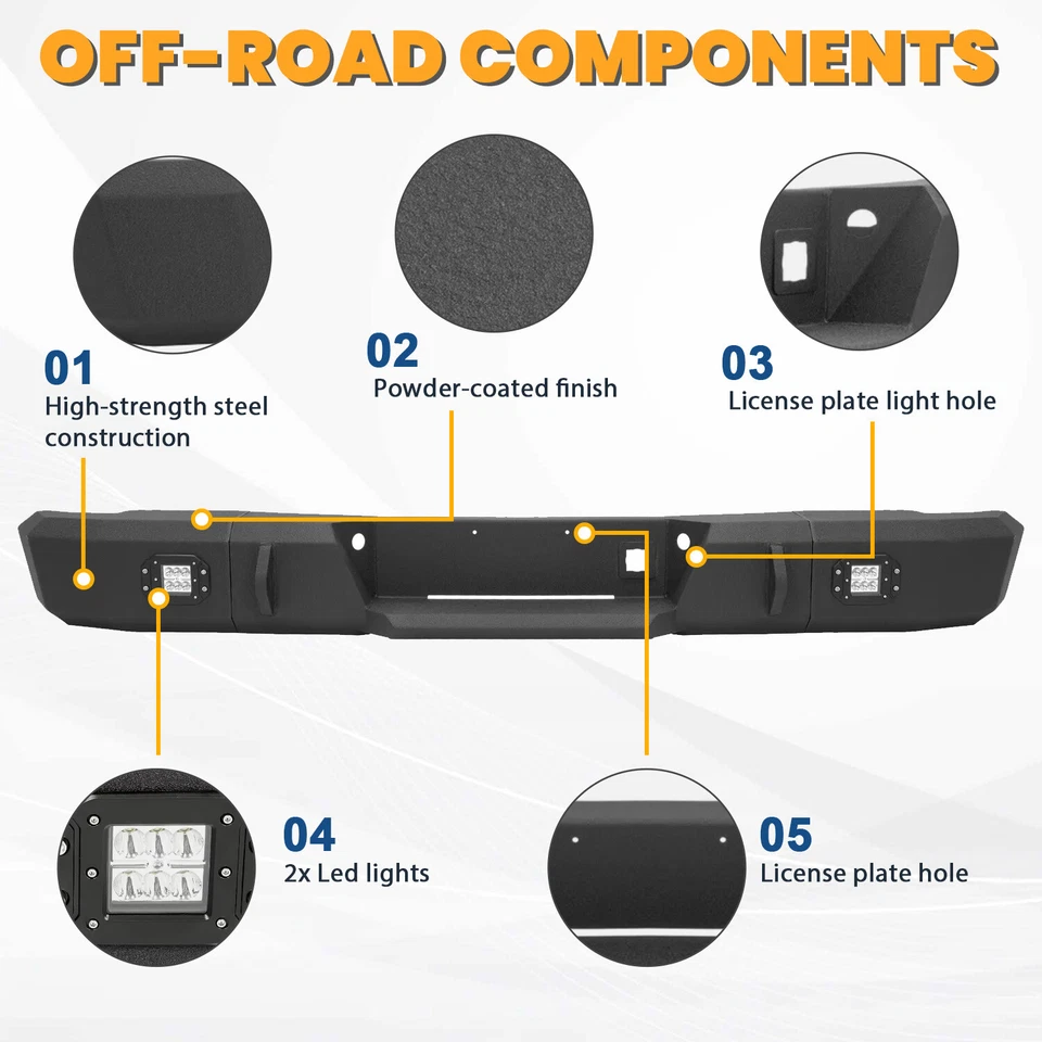 Conjunto de parachoques trasero con luces para GMC Sierra/Chevy Silverado 2500/3500 1999-06 Foto 2 de 4