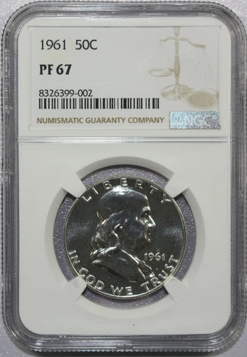1961 FRANKLIN HALF DOLLAR PROOF PF 67 NGC PQ NO SPOTS! ACTUAL COIN! #467