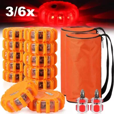 MARKENLOS 3/6X Warnleuchte Auto Wasserdicht LED Warnleuchte mit Magnet und 9 Leuchtmodi DE