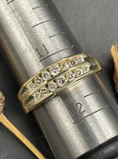 Two Row Mens Diamond Ring 14K Yellow Gold 7.1 grams Size 11.5 .75 Carat Weight