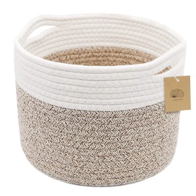 Small Rope Basket Round Woven Basket With Handle 9.5x9.5x7.1 In
