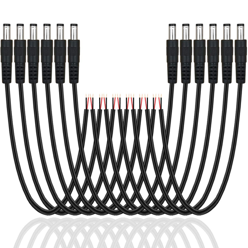 12 Pack DC Power Cable 12V DC Power Plug Cord Male Connectors 2.1Mm X 5.5Mm DC P