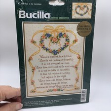 Bucilla Counted Cross Stitch Kit "Love is Patient... " - St. Paul 11" X 14"