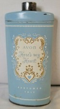 Avon Here's My Heart Perfumed Talc Powder Tin.