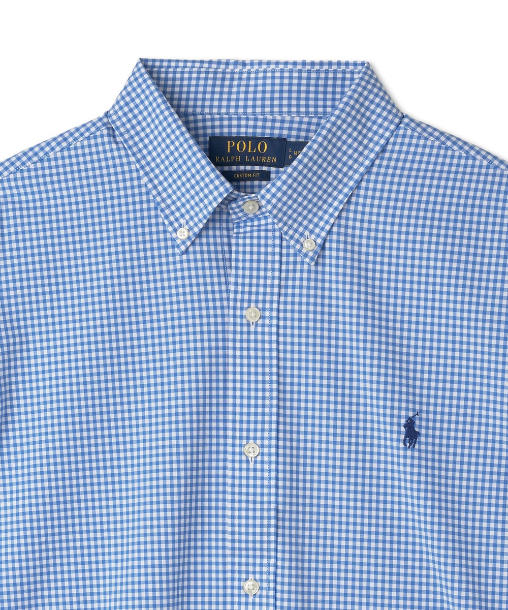 ★★POLO RALPH LAUREN★★ Custom fit poplin shirt blue check Custom Fit Poplin Shirt