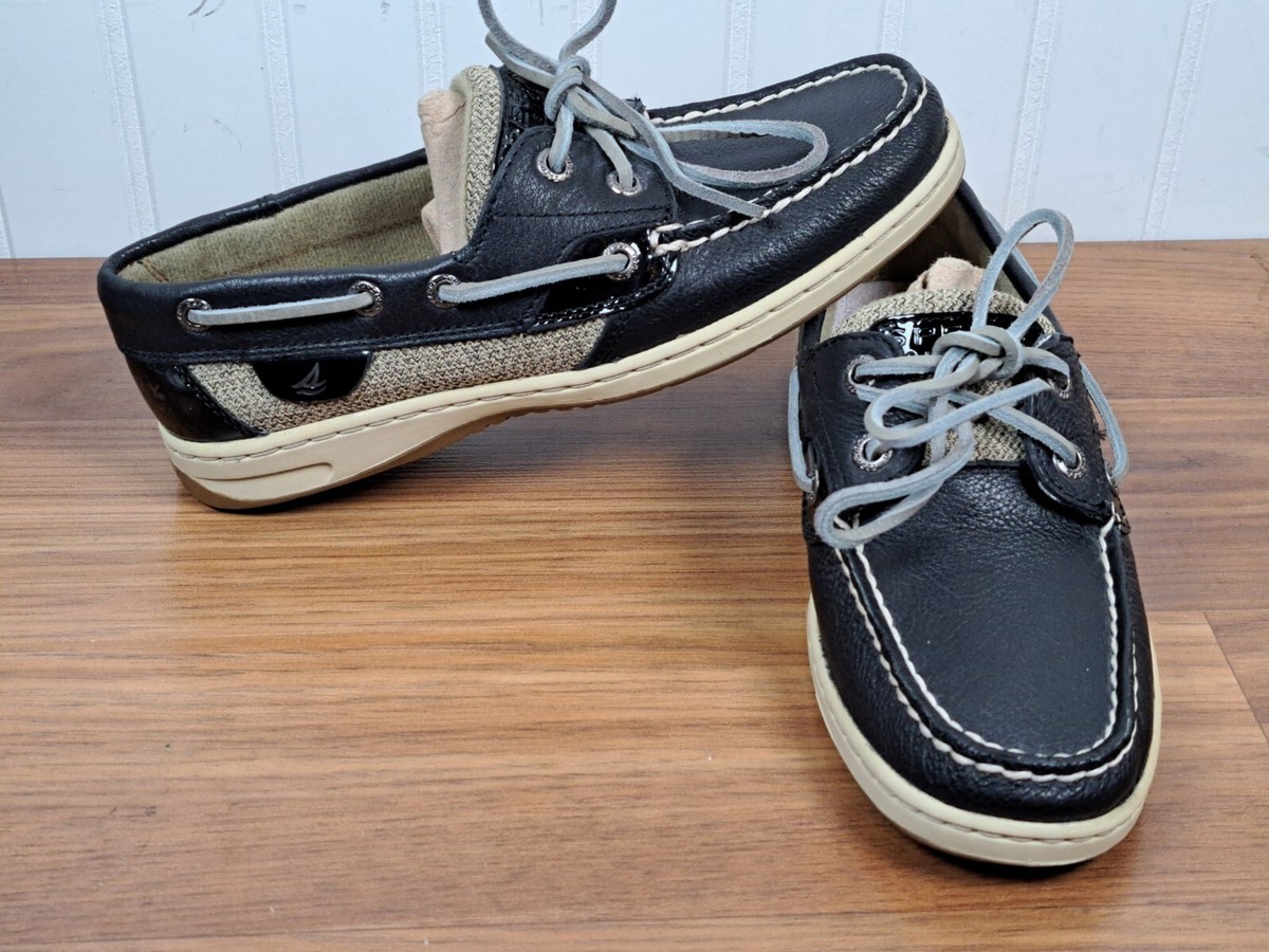 Sperry Anglefish Casual Slip On Boat Shoe Womens Size 9174574 Black  Beige