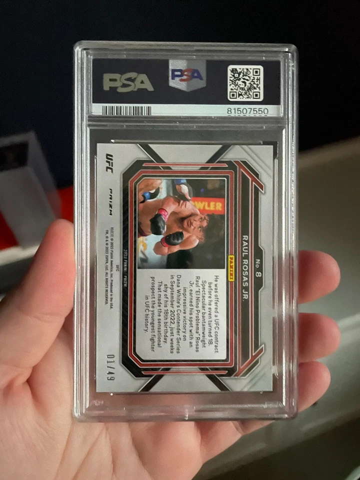 Raul Rosas Jr. Rookie Teal Prizm /49 - 2023 Panini Prizm UFC #8 - PSA 10 GM - Image 3 of 4