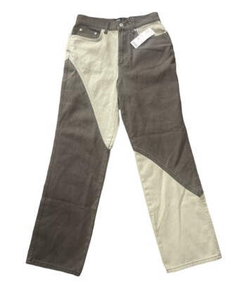 BDG Urban Outfitters Cowboy Jeans Colorblock Brown Beige Straight Leg Women 27