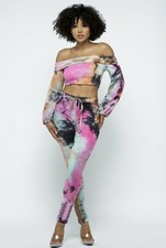 Long Sleeve Crop Top Spaghetti Tie Long Pant Set