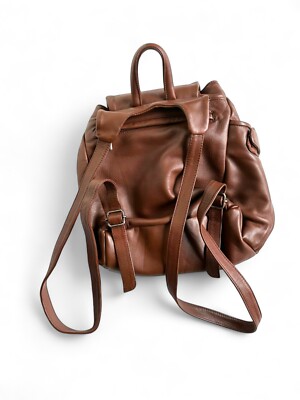 bruno rossi italian leather full grain leather women's backpack purse Women's Bruno Rossi Made in Italy Brown Leather Backpack