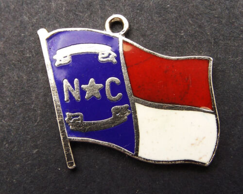 Flag of SOUTH CAROLINE USA State vintage sterling silver and enamel flat charm