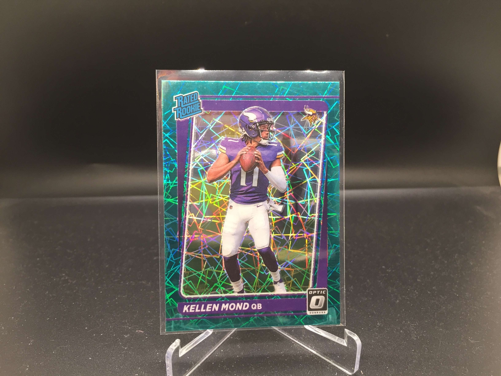 Kellen Mond 2021 Donruss Optic Green Velocity Prizm #221 Texas A&M Vikings RC