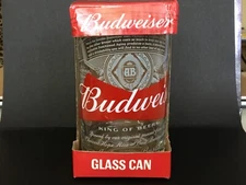 Budweiser Glass Can 10 oz  2017 Anheuser Busch Clear & Red Glass