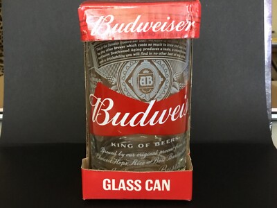 Budweiser Glass Can 10 oz  2017 Anheuser Busch Clear & Red Glass