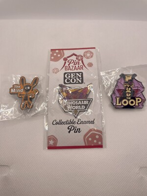 Gen Con Pin Bazaar Pandasaurus Enamel Pin Set Of 3: Dinosaur World & Mind & Loop