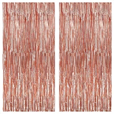 Rose Gold Fringe Curtain Set - 3.2x8 Feet, 2 Pack for Party Decor