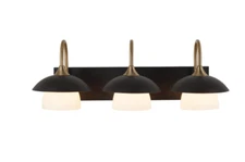 Alsy 26 in. 3-Light Black with Gold Vanity Light with Metal and Glass Shade