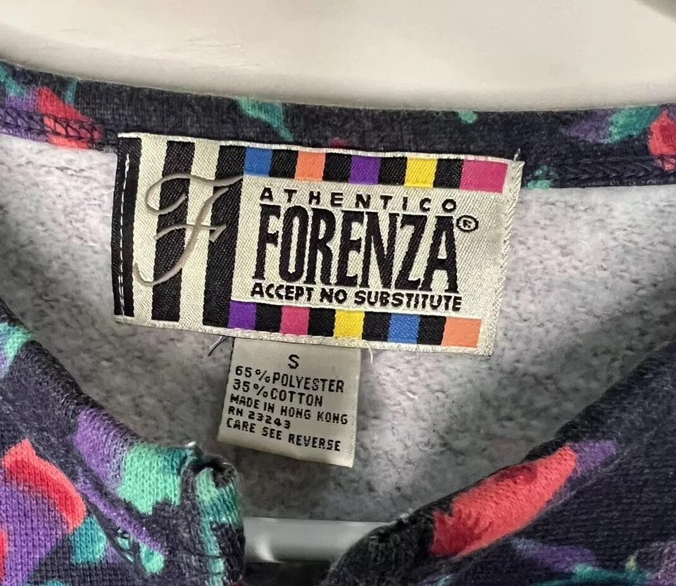 Cárdigan de mujer vintage floral de gran tamaño recortado con botones auténtico Forenza S  Foto 4 de 4