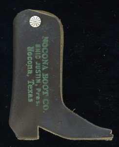 Scarce Vintage 1970s NOCONA BOOT CO. Enid Justin, Pres. Leather Key Fob  #3 of 3