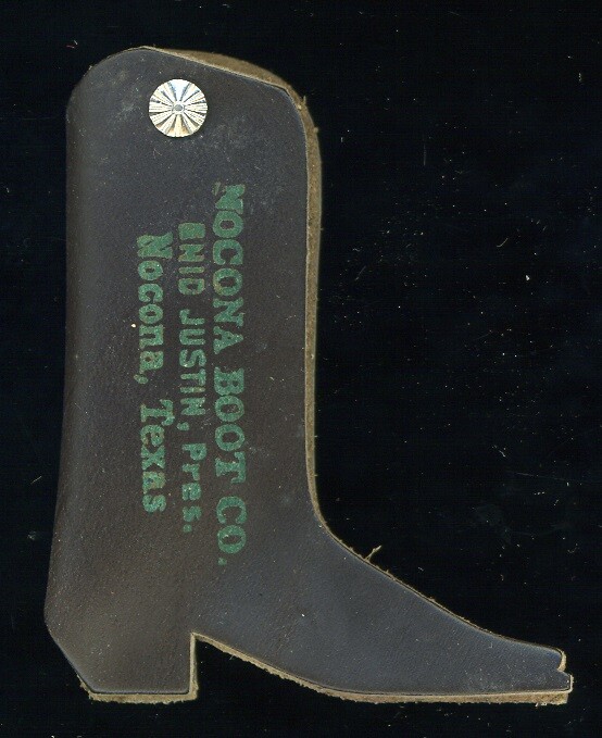 Scarce Vintage 1970s NOCONA BOOT CO. Enid Justin, Pres. Leather Key Fob  #3 of 3