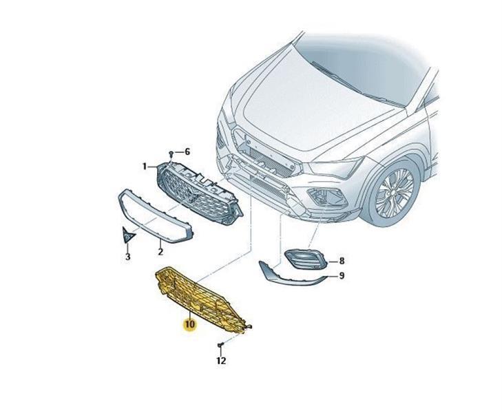 Original Gitter Grill schwarz-glänzend Seat Ateca 575853668Q 041  