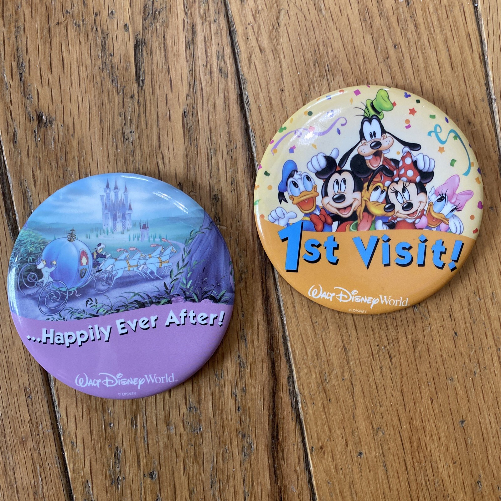First Ever Visit Walt Disney World 1st Visit Happily Ever After Buttons Pins Lot Of 2 | eBay