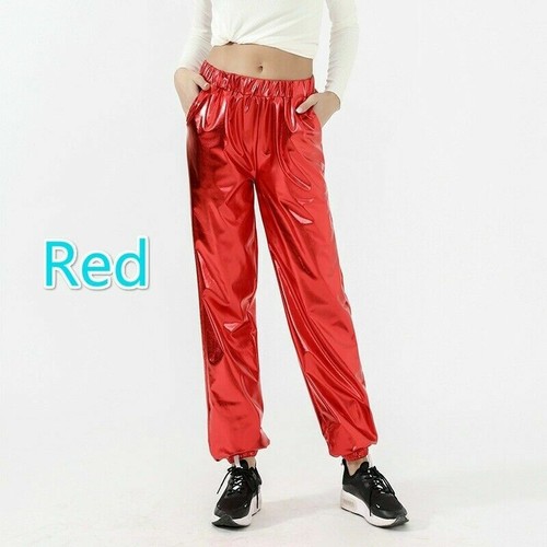 Women Metallic Shiny Harem Pants Trousers Wet Look Baggy Dance Club Party - Picture 11 of 19