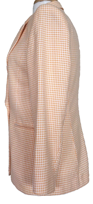 Vintage Escada Margaretha Ley Silk Wool Blazer Orange White Check