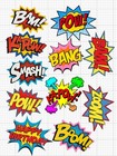 SPEECH BUBBLES POW BANG ZOOM BAM EDIBLE ICING CAKE IMAGES PRE-CUT
