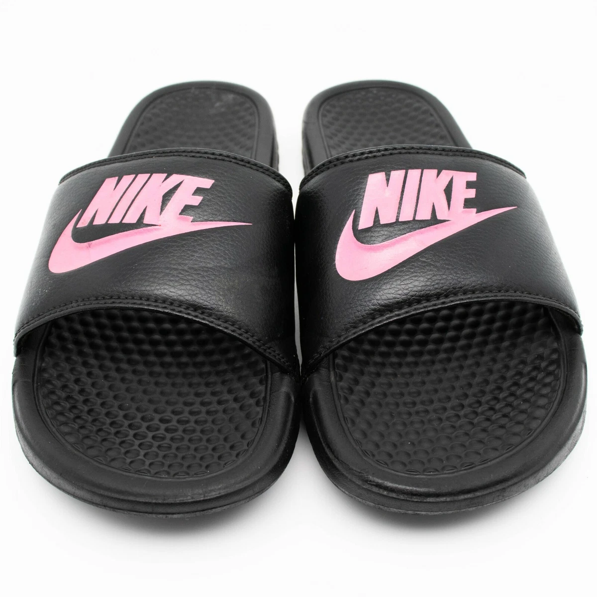 Nike Benassi JDI Women s Slide Sandals Black Vivid Pink 343881 SIZE 9