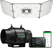 VIVOSUN Smart System w/AeroLight A200SE 200W LED Grow Light,T6 Duct Fan,E42A HUB