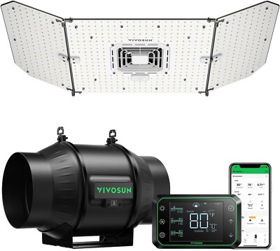 VIVOSUN AeroLight A200SE 200W LED,T6 408CFM Inline Duct Fan,E42A WiFi-Controller