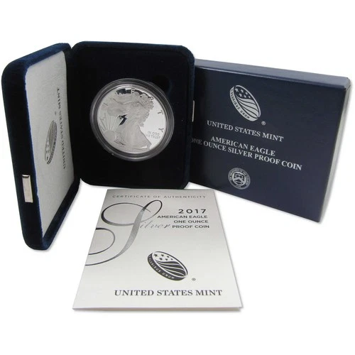 2017 W American Silver Eagle Choice Proof Bullion $1 Coin OGP COA