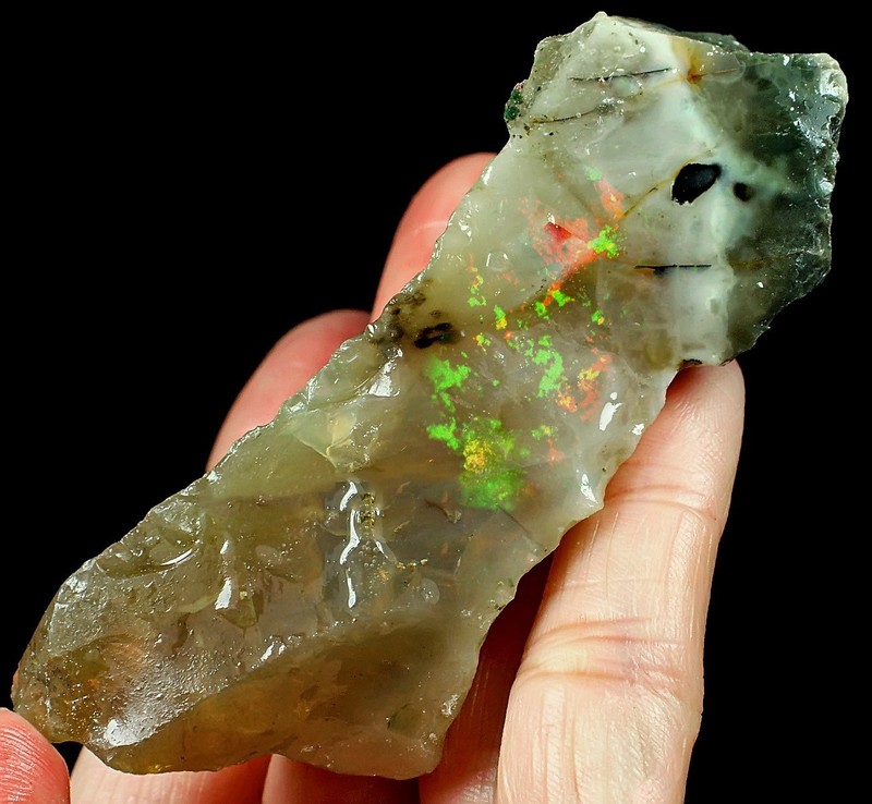 222Ct Ethiopian Welo Opal Play Of Color Facet Rough Specimen YOW1657