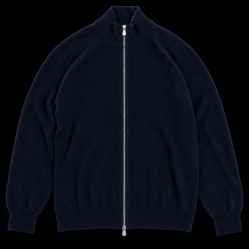 Brunello Cucinelli Full Cashmere Zip Up Cardigan Mens size 50 USA Medium Navy  - product listing photo