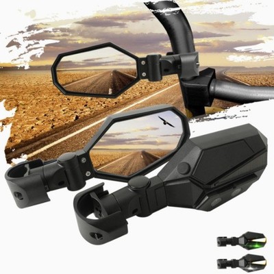 Side Mirrors for Polaris UTV w/LED Lights Turn Signals for Roll Bar 1.5 to 2inch