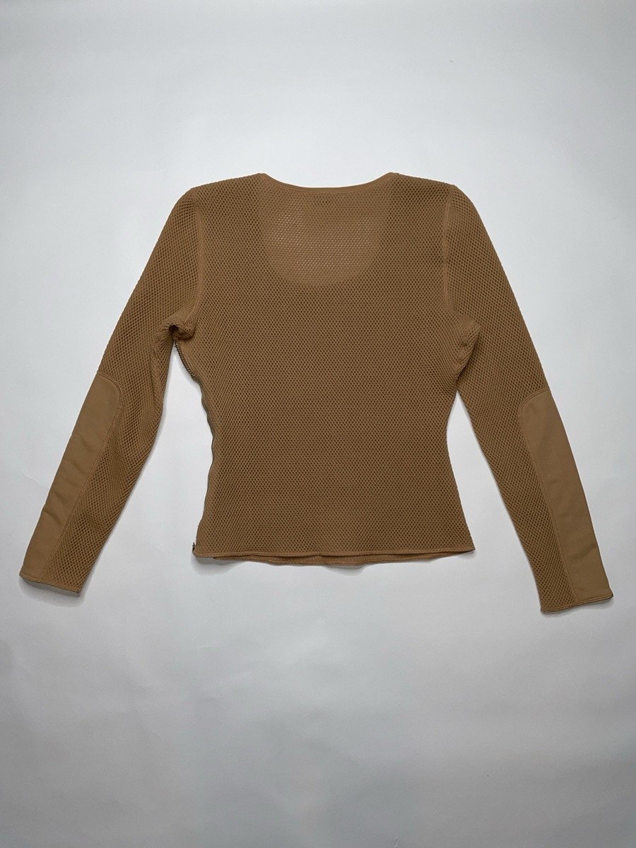 Vintage Archive Prada Fall 1999 Tan Camel Mesh Long Sleeve Shirt