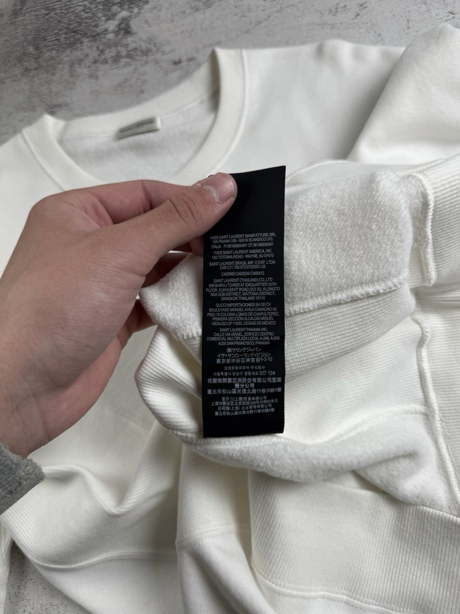 SAINT LAURENT Paris 2021 YSL Logo Cotton White Crew