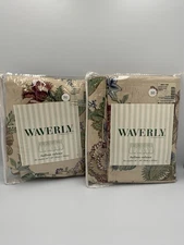 Waverly Pack of 2 Balloon Valance 90x14" Townsend-Ecru Multi Color Floral NEW