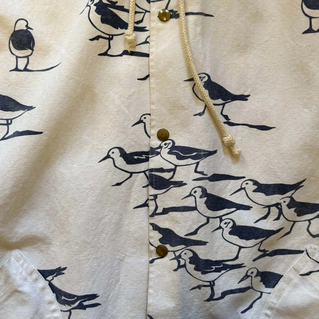 Michigan Rag Co Shorebird Print Hooded Jacket Size S/M Rare Print! image 6