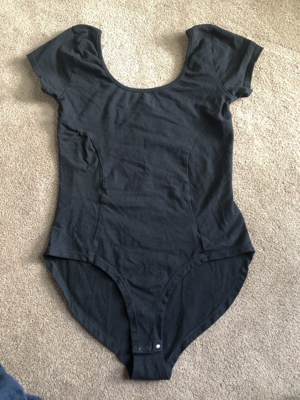 Women’s bongo Black Fitted Short Sell w Bodysuit W/ Snap Crotch Closure Sz Small