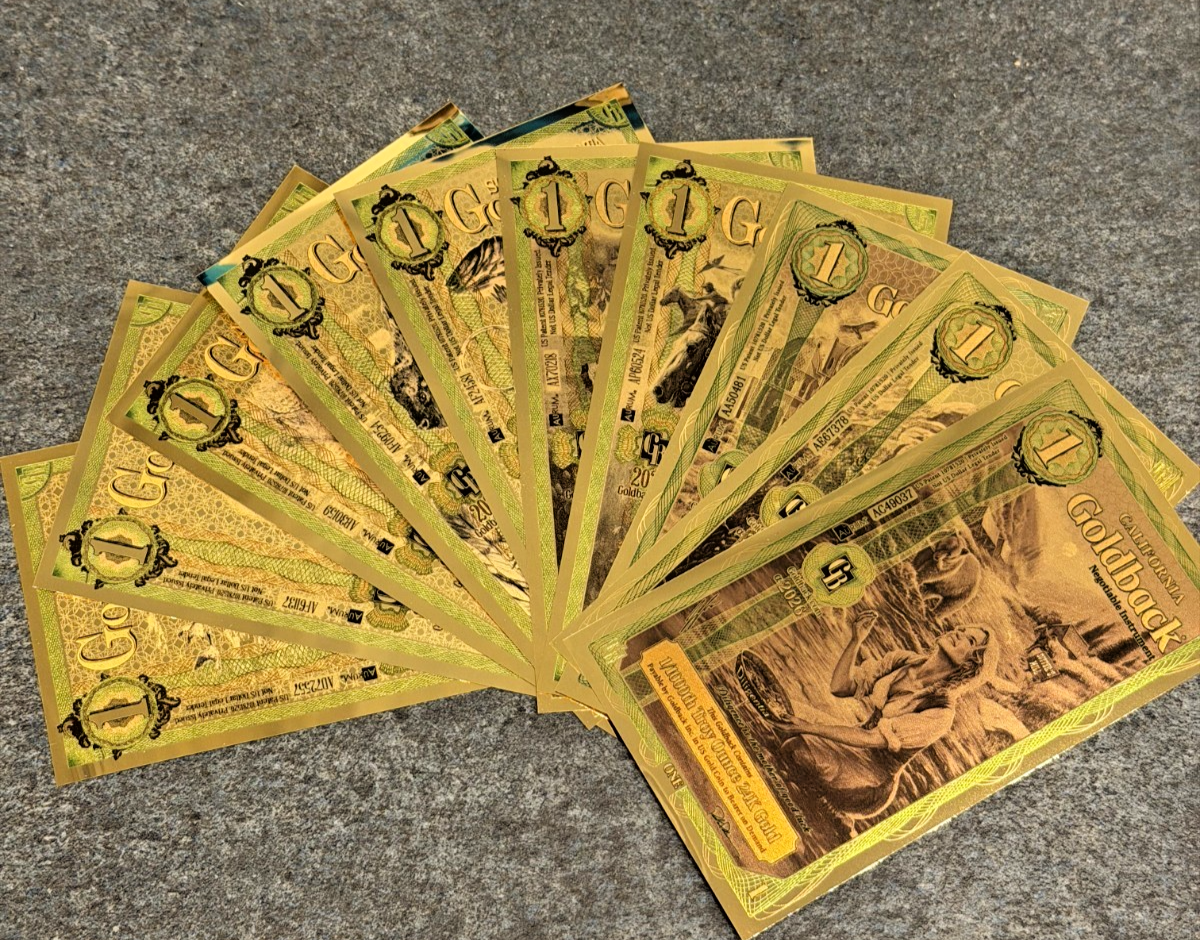 Complete Set! Lot ALL 10 STATES Goldback 24KT Gold Foil Notes 1