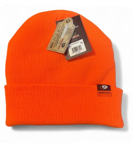 Mossy Oak Safety Orange Hunter's Beanie Cap Hat Insulated OSFM Adult NWT - Picture 2 of 2