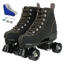 Cowhide High-Top Double-Row Roller Skates for Women  Men - Classic Design