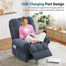 Teddy Velvet Electric Power Lift Recliner Chair Reclining Single Sofa USB Port