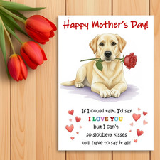 Yellow Labrador Mother’s Day Card from the dog. Dog Mothers Day Card
