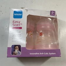 MAM Easy Start Anti-Colic Baby Bottle - Pink - 5oz/2pk - Newborn 0-2 Months