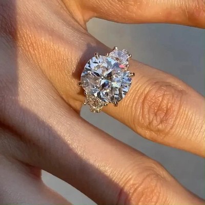 4.00 Ct Cushion Cut Certified Real Lab Grown Diamond Wedding Ring 14K White Gold