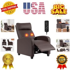 Recliner Chair  with 2 Point Massage Function  Leather Dark Brown  with Lu...