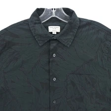 CLUB MONACO Shirt Slim Fit Green Black Leaf Pattern 100% Cotton MEDIUM